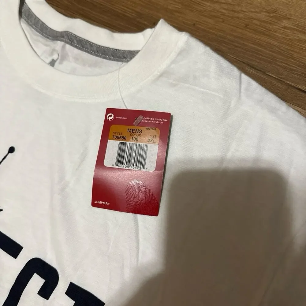 2013 Air Jordan RE2PECT Derek Jeter White Black Short Sleeve 708586-100 Shirt